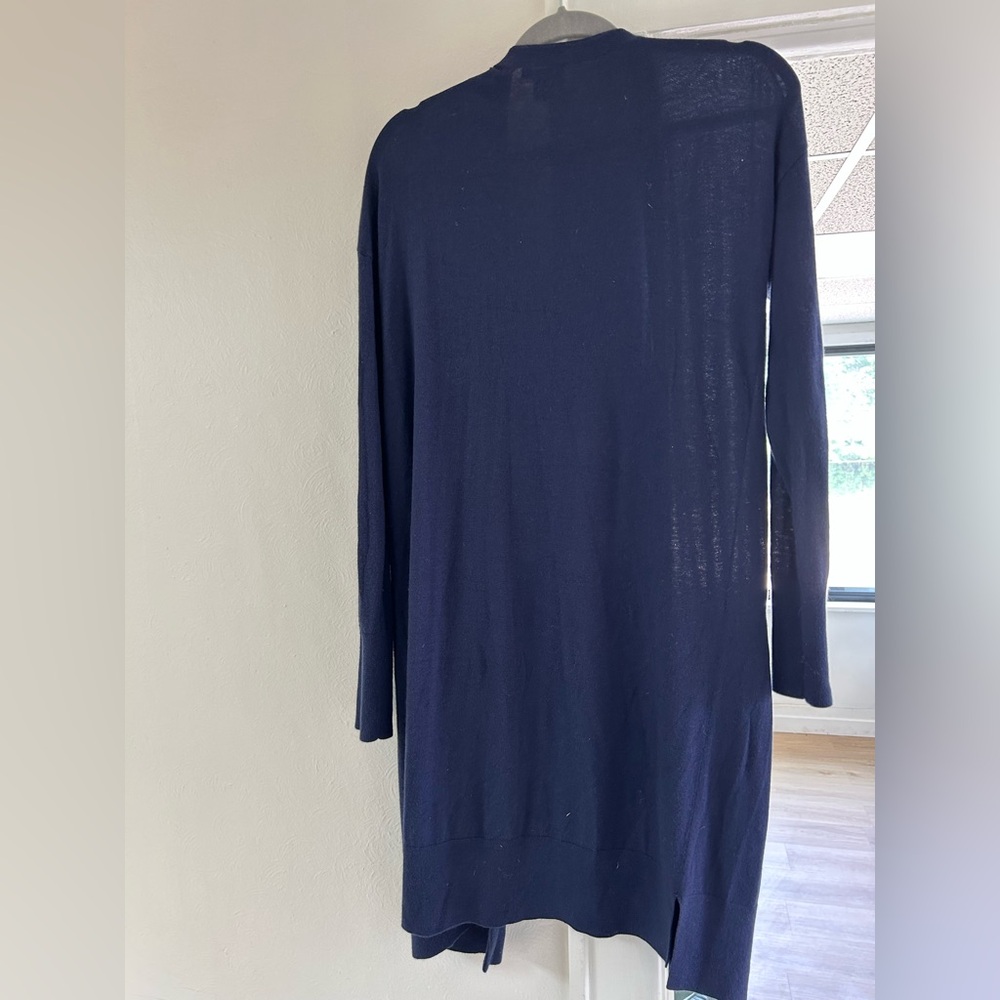Halogen Navy Front Open Cashmere Blend Cardigan with Pockets - Small - Picture 3 of 8